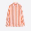 Vilagallo Shirt Ginger Orange Linen Stripes Shirts