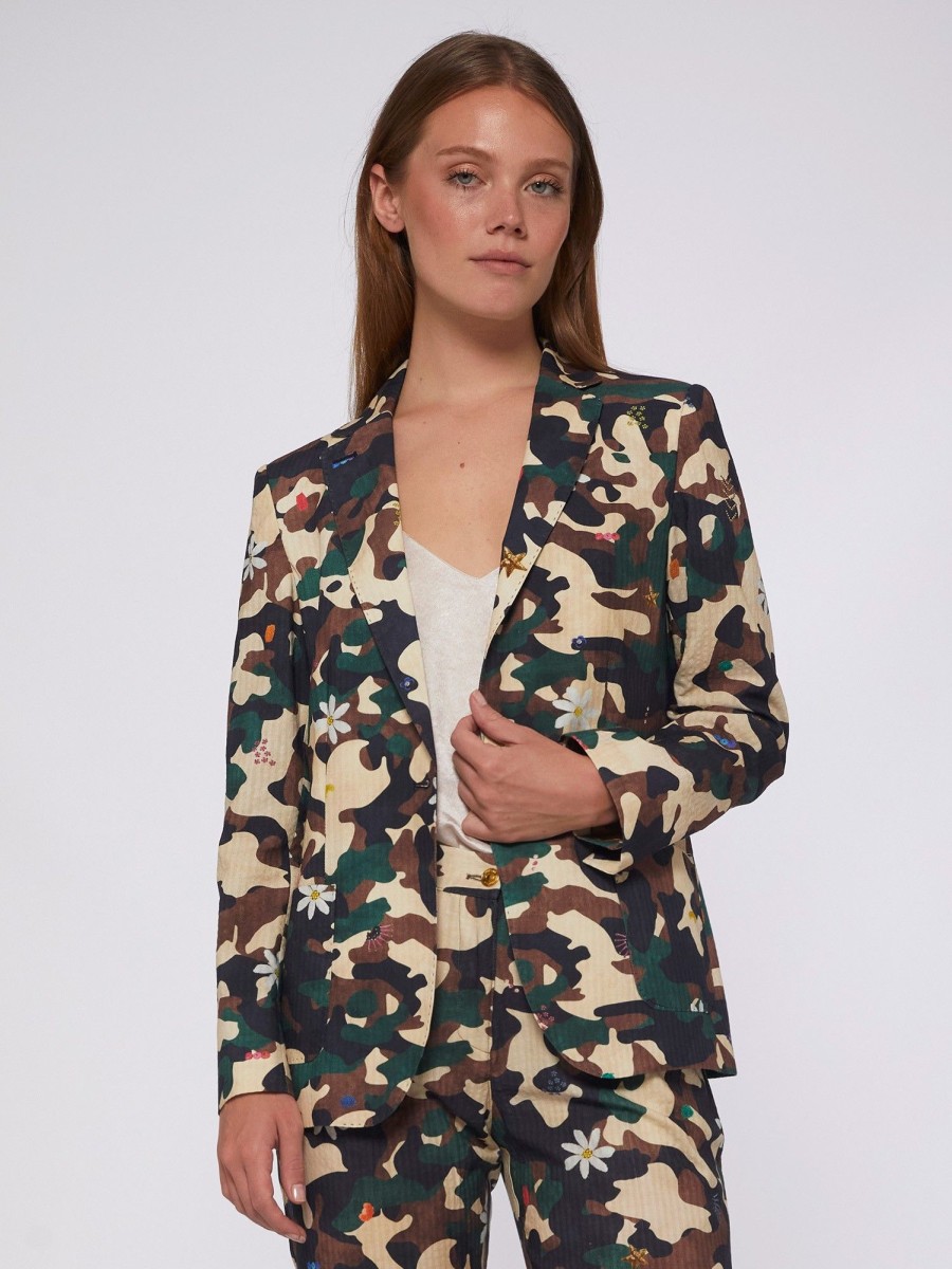 Vilagallo Jacket Harlow Camouflage Embroidery Print Jackets