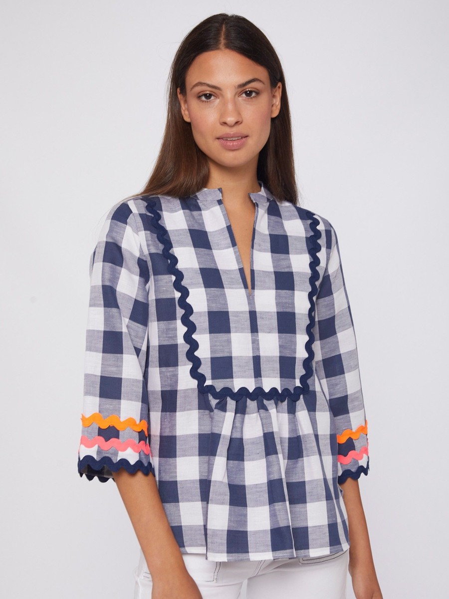 Vilagallo Shirt Valerie Vichy Navy Shirts