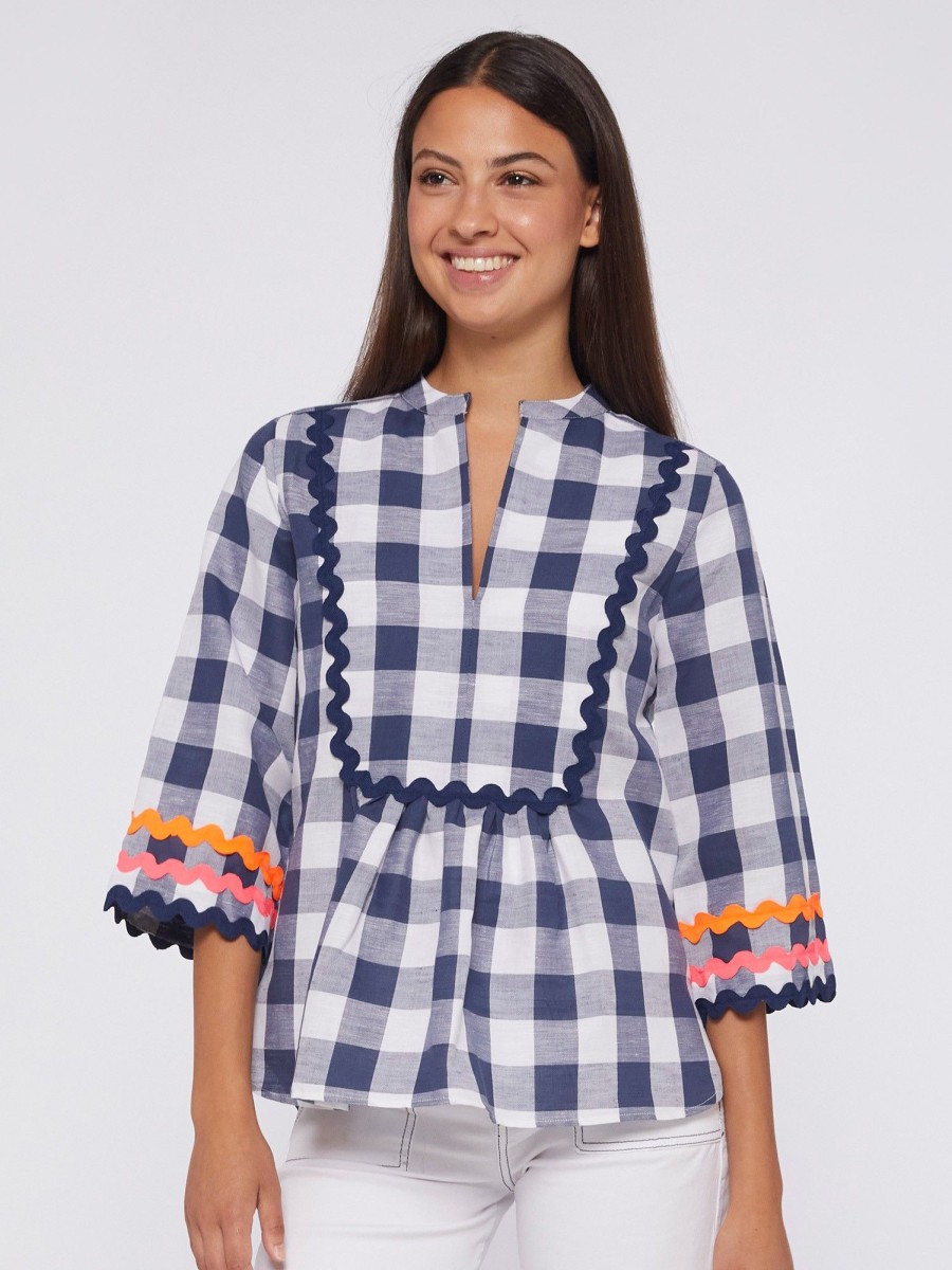 Vilagallo Shirt Valerie Vichy Navy Shirts