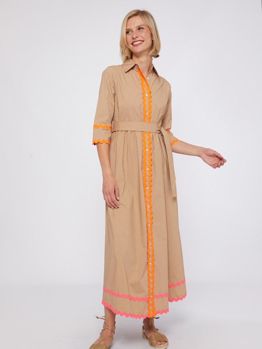 Vilagallo Dress Natalia Beige Poplin Dresses