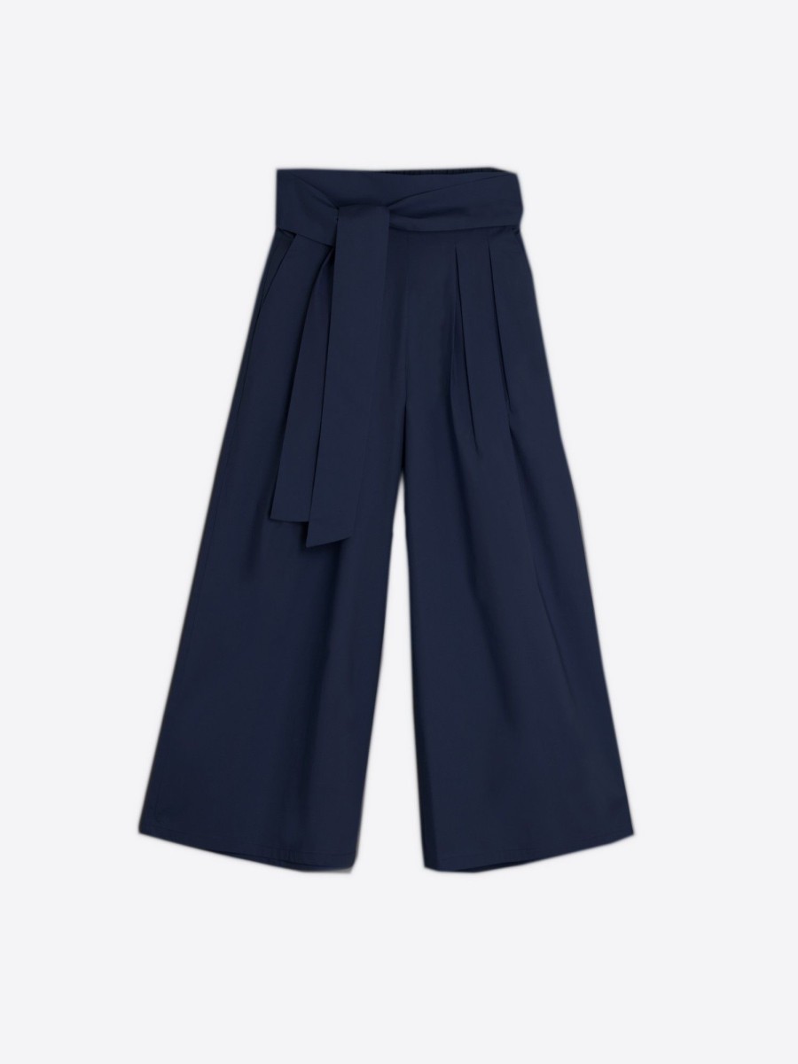 Vilagallo Trouser Marie Navy Poplin Elast Trousers