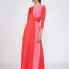 Vilagallo Dress Adi Long Coral Knit Satin Dresses