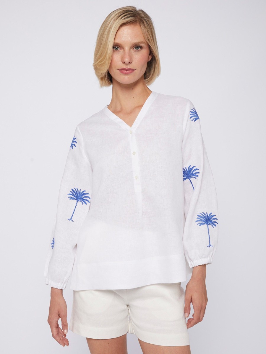 Vilagallo Shirt Ebba Emb White Linen Shirts