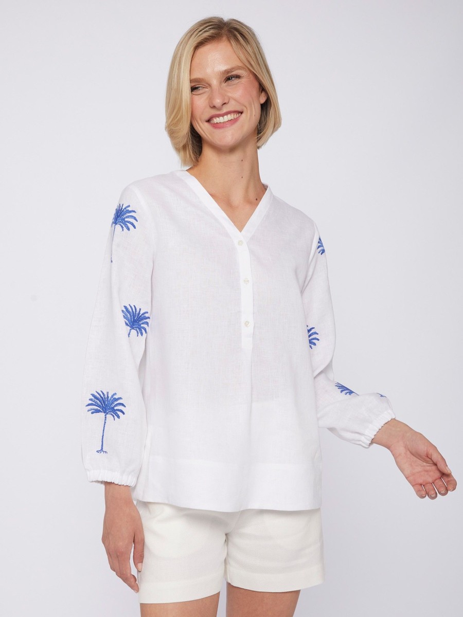 Vilagallo Shirt Ebba Emb White Linen Shirts