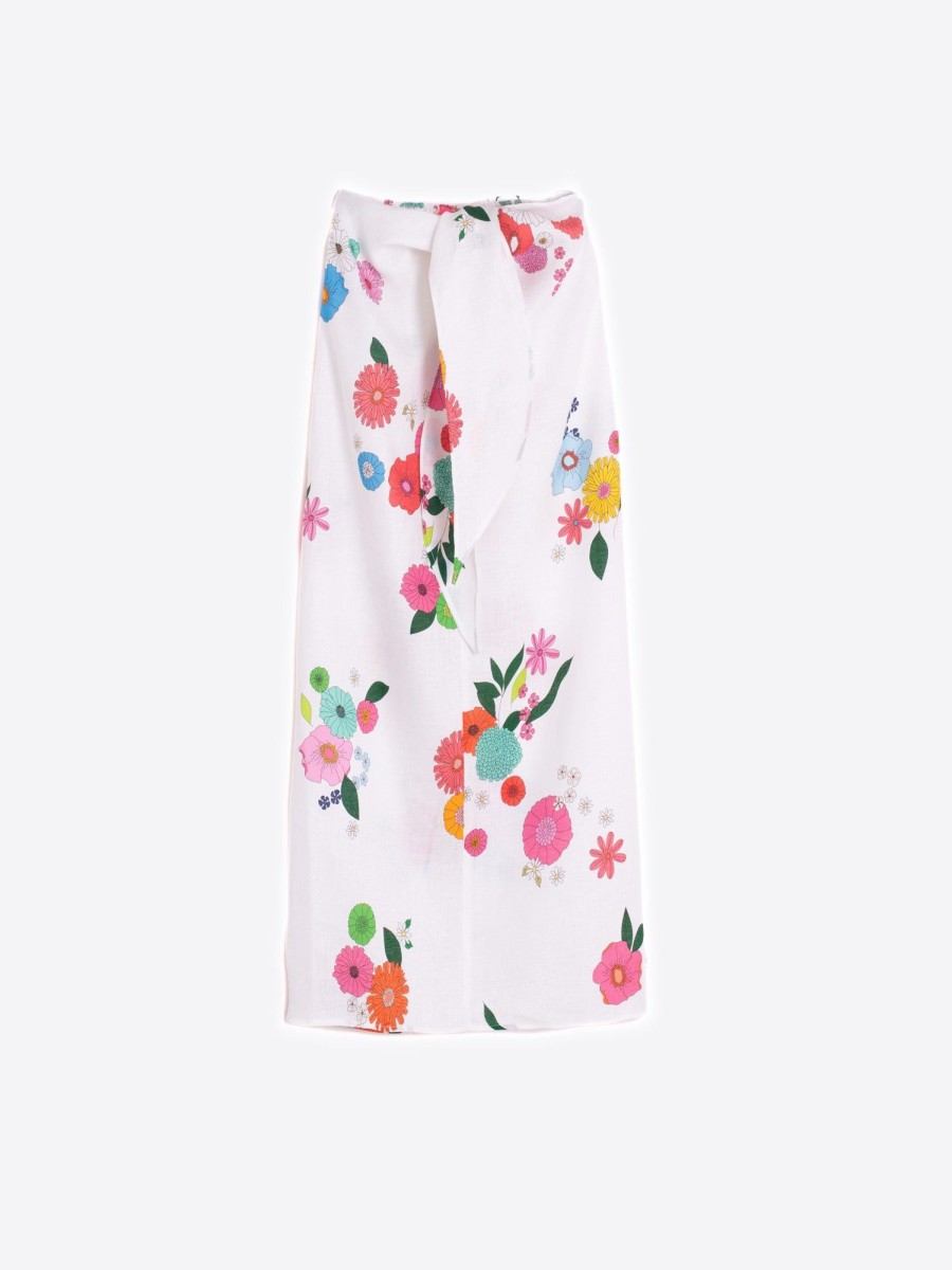 Vilagallo Skirt Pareo Flowers Pure Linen Skirts & Pareos