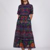 Vilagallo Dress Aroa Navy Menorca Cross Stitch Dresses