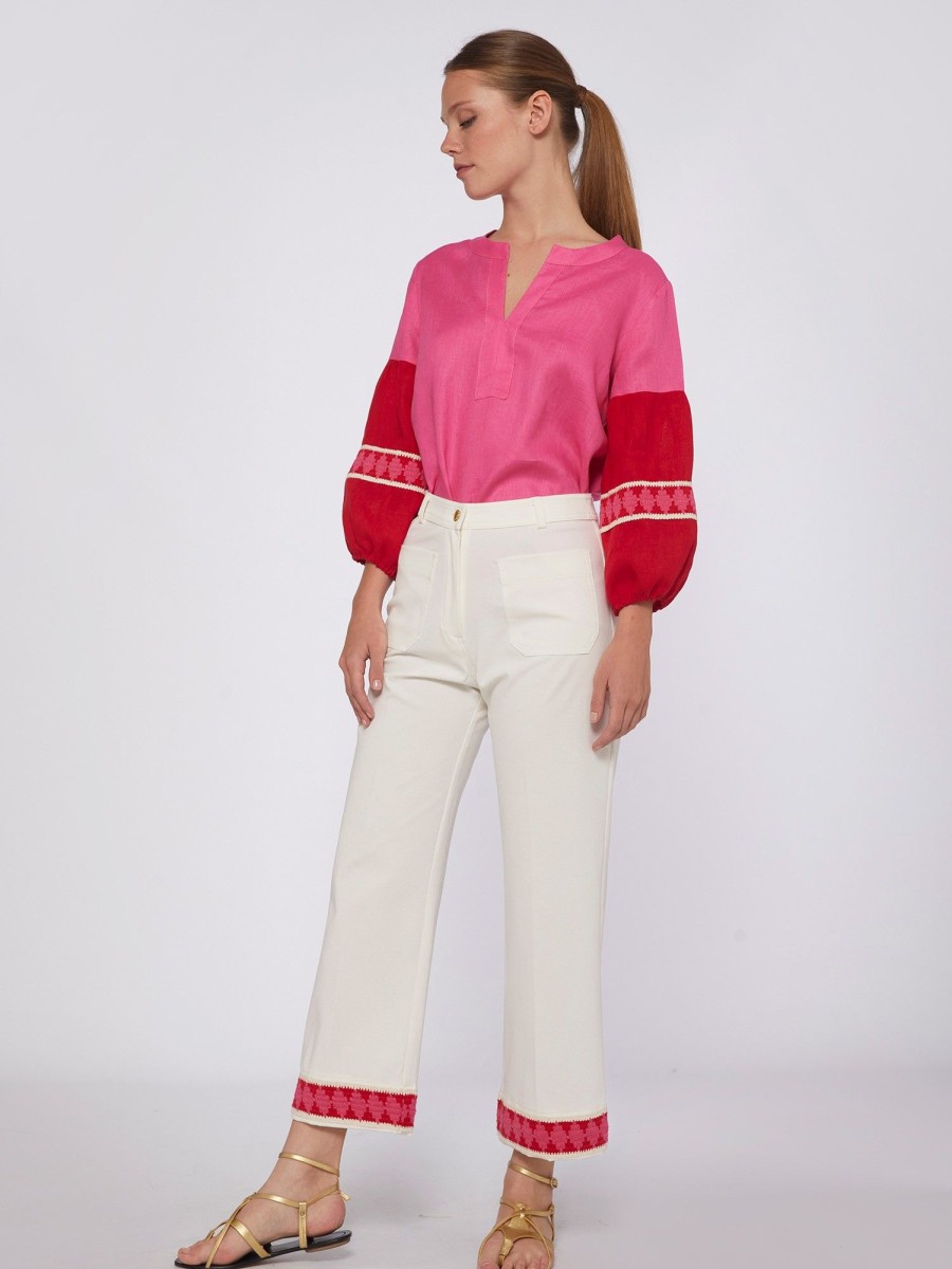 Vilagallo Trouser Dorin White Knit Perfect Fit Trousers