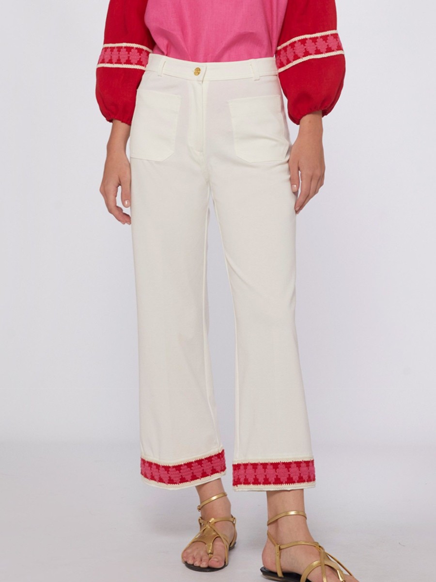 Vilagallo Trouser Dorin White Knit Perfect Fit Trousers