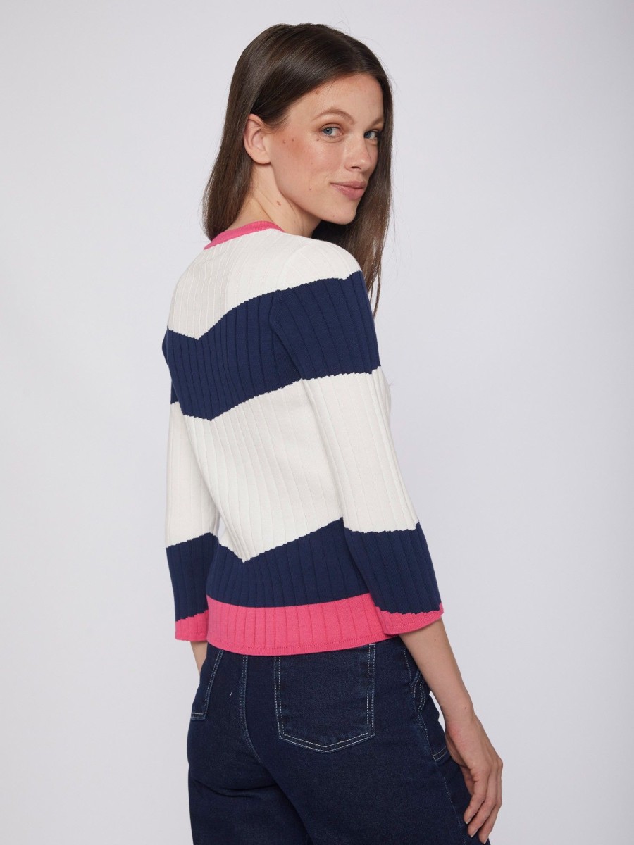 Vilagallo Knitwear Colour Block Canale Navy&White Pink Knitwear