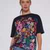 Vilagallo T-Shirt Victoria Navy Hand Painted Flowers T-Shirts