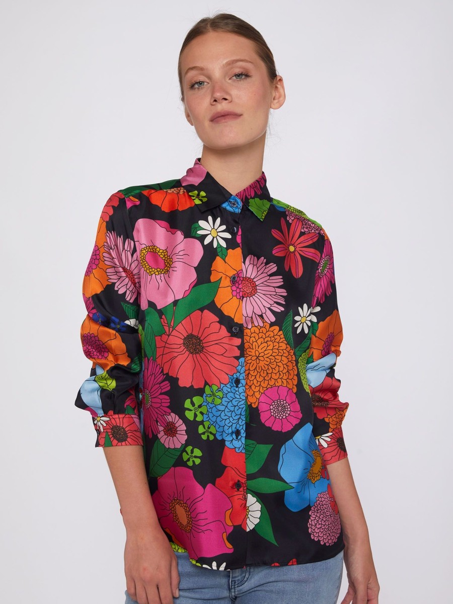 Vilagallo Shirt Irina Maxi Flower Silk Shirts