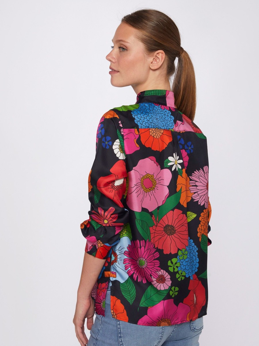 Vilagallo Shirt Irina Maxi Flower Silk Shirts