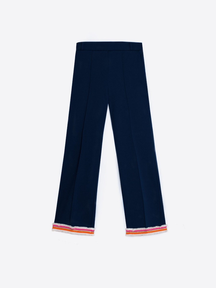 Vilagallo Trouser Carole Navy Knit Perfect Fit Trousers