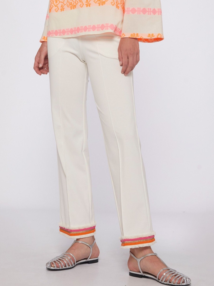 Vilagallo Trouser Carole White Knit Perfect Fit Trousers