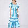 Vilagallo Dress Palmira Turquoise Stripes Dresses