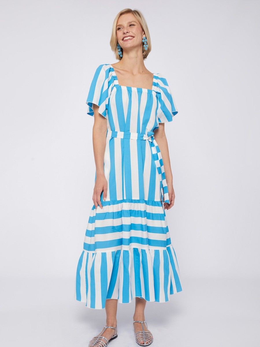 Vilagallo Dress Palmira Turquoise Stripes Dresses