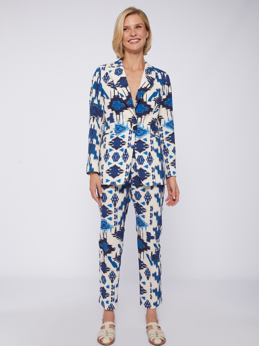 Vilagallo Trouser Clarise Ikat Blue Print Trousers