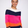 Vilagallo Knitwear Colour Block Canale White Navy Pink&Orange Knitwear