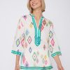 Vilagallo Shirt Diletta Diamond Ikat Pure Linen Shirts