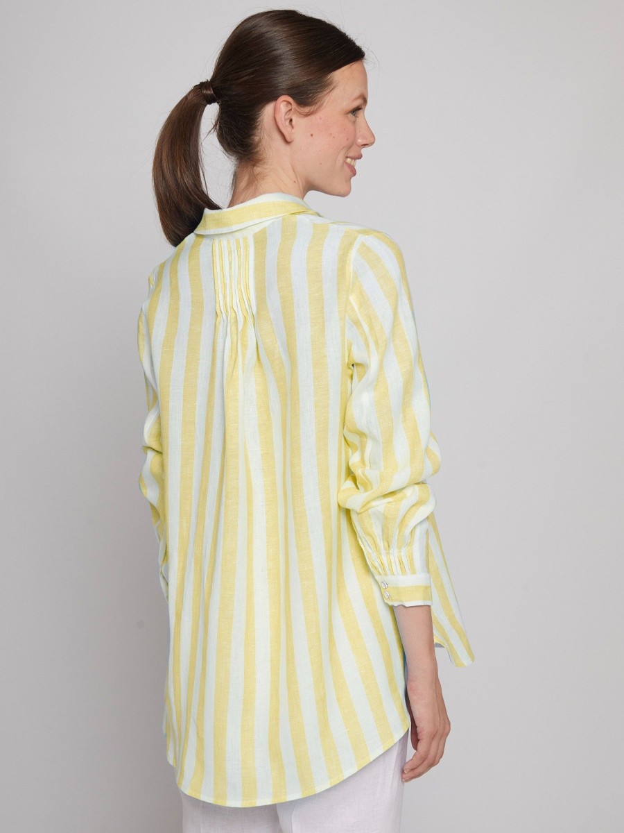 Vilagallo Shirt Ginger Yellow Linen Stripes Shirts