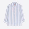 Vilagallo Shirt Sara Emb Blue Linen Stripe L Shirts