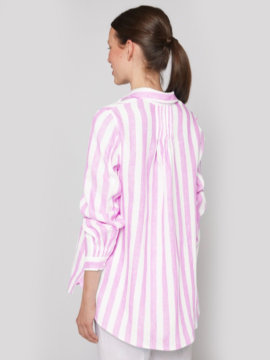 Vilagallo Shirt Ginger Pink Linen Stripes Shirts