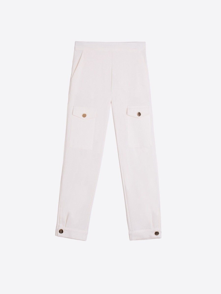 Vilagallo Trouser Cargo White Knit Perfect Fit Trousers