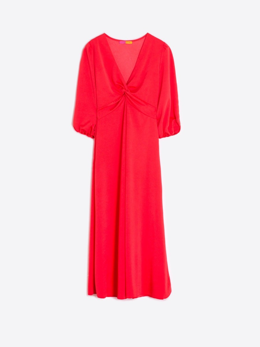 Vilagallo Dress Carolina Coral Knit Satin Dresses