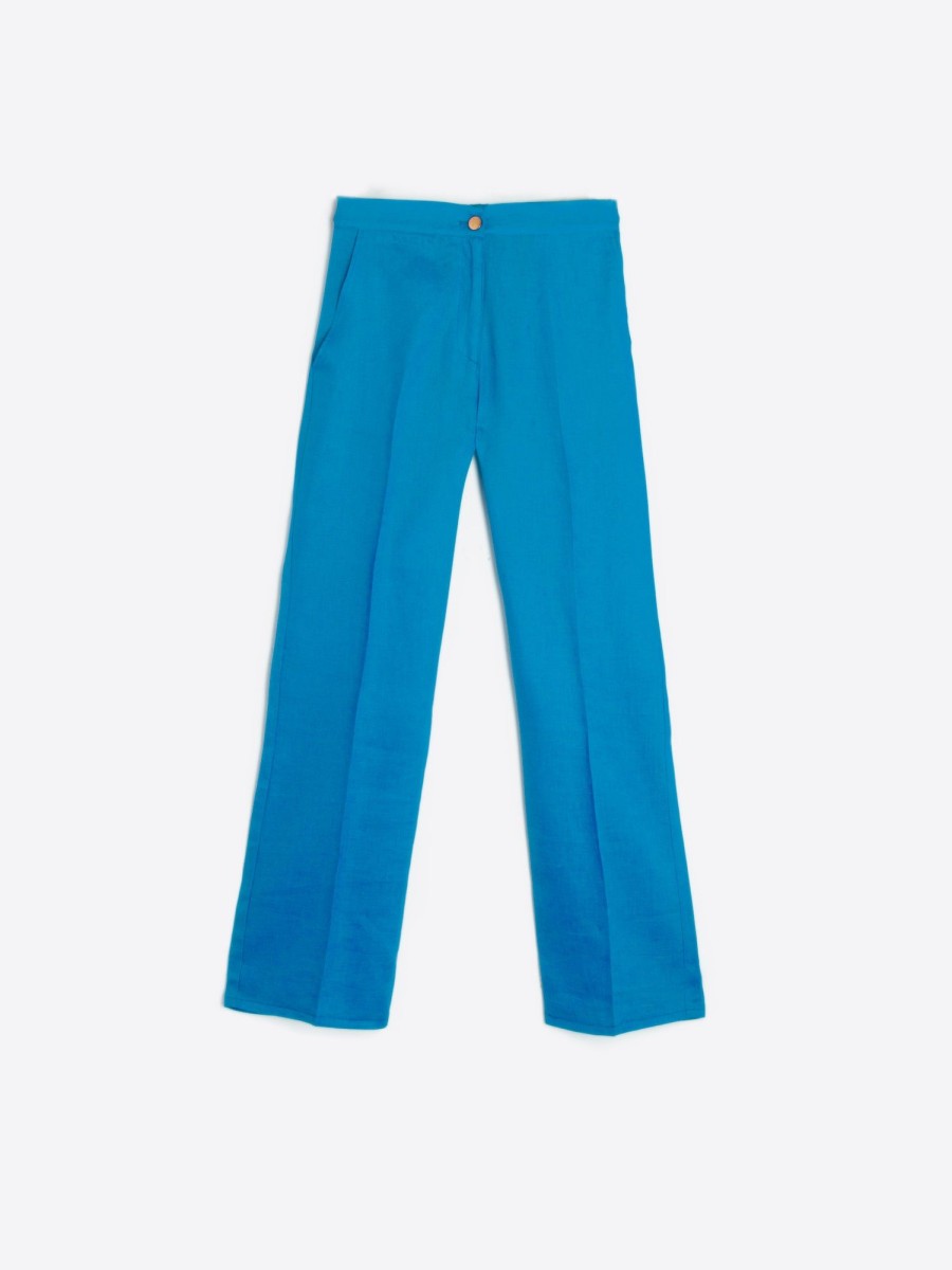 Vilagallo Trouser Tiffany Blue Linen Trousers