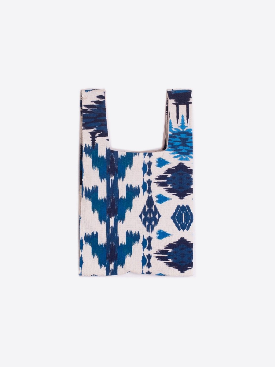 Vilagallo Handbag Tshirt Ikat Blue Print Bags