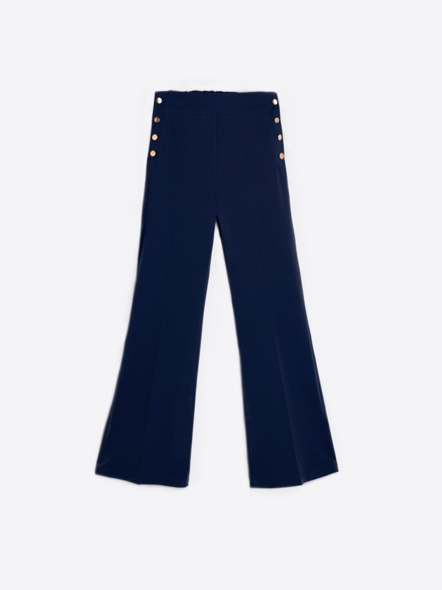 Vilagallo Trouser Teodora Navy Knit Perfect Fit Trousers