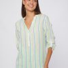 Vilagallo Shirt Francina Green Neon Stripes Shirts