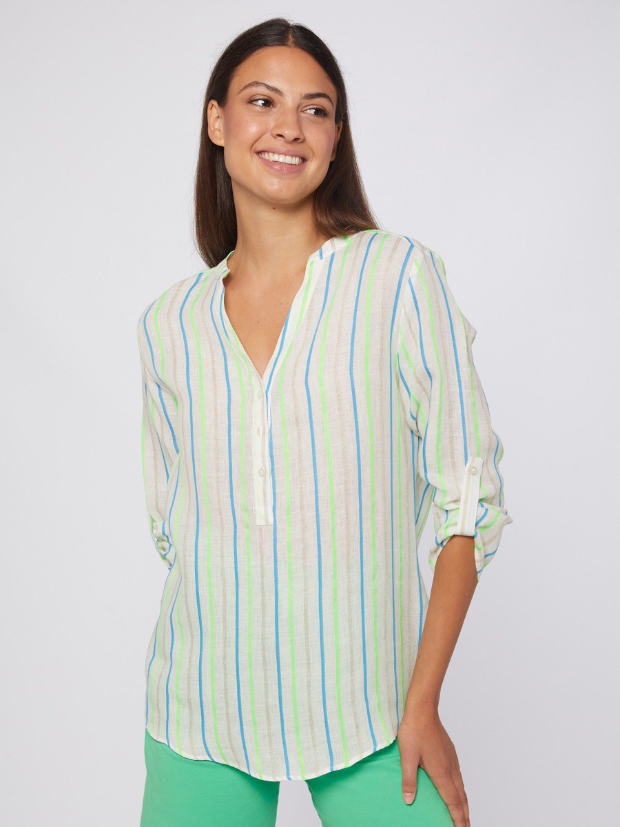 Vilagallo Shirt Francina Green Neon Stripes Shirts