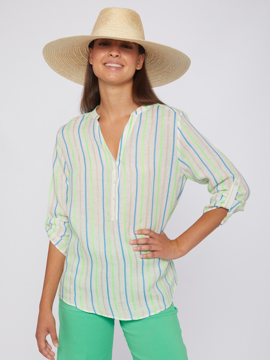 Vilagallo Shirt Francina Green Neon Stripes Shirts