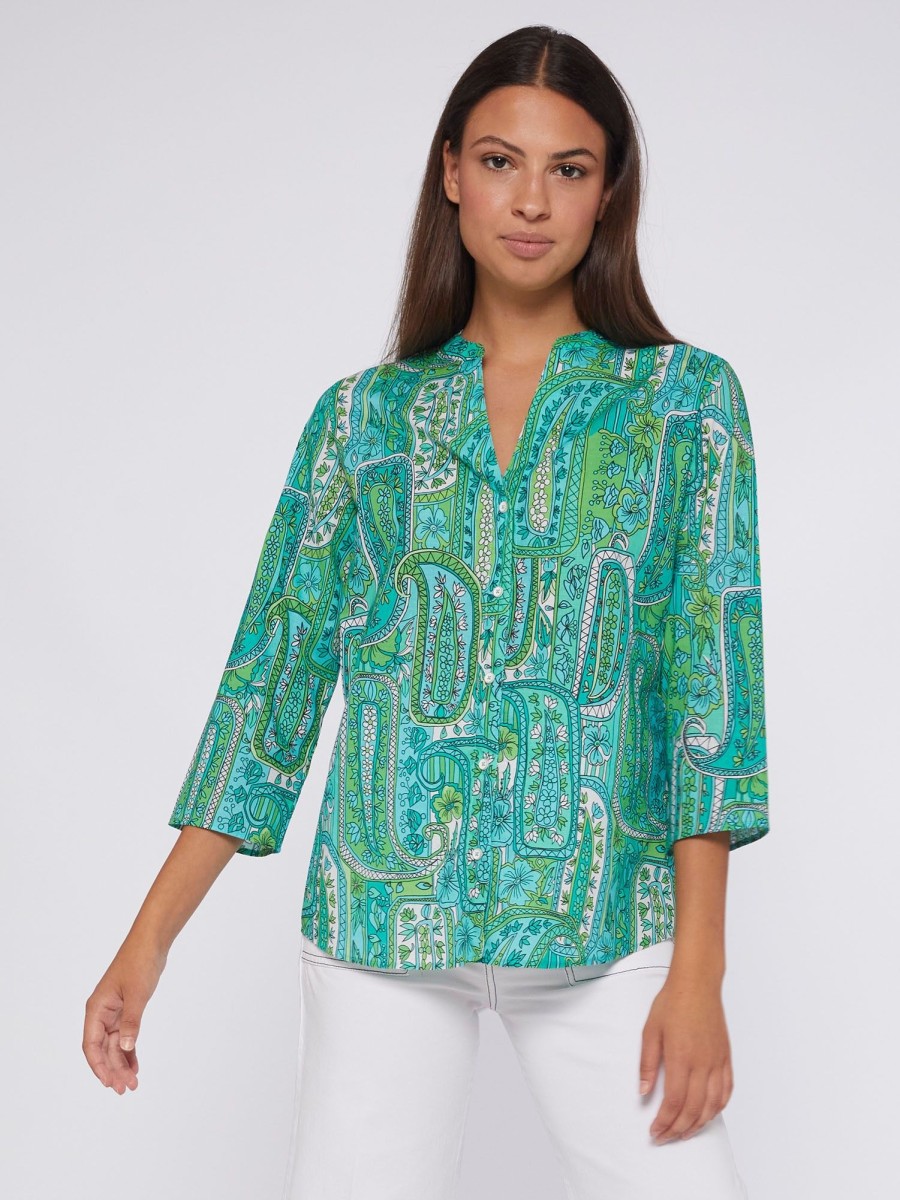 Vilagallo Shirt Juliet Green Paisley Shirts