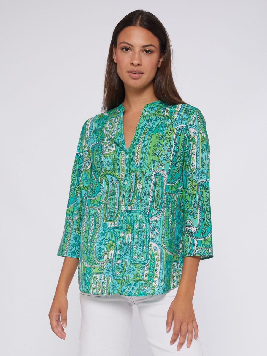 Vilagallo Shirt Juliet Green Paisley Shirts