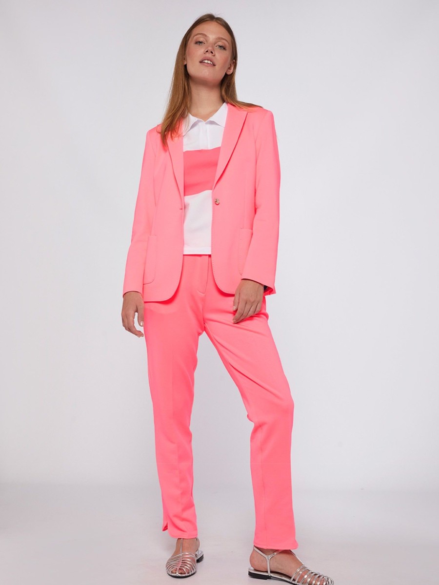 Vilagallo Trouser Ornella Fluor Pink Knit Trousers