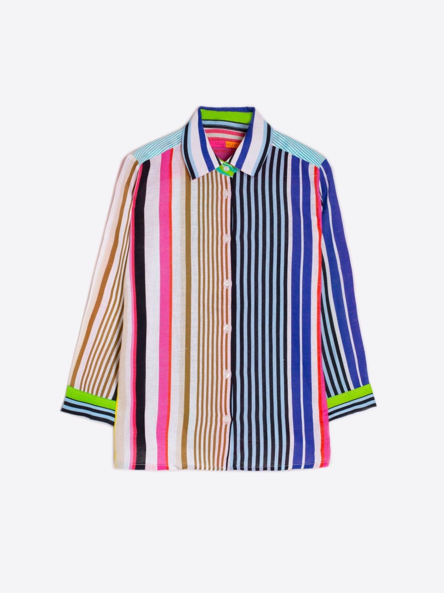 Vilagallo Shirt Sara Stripe Pure Linen Shirts