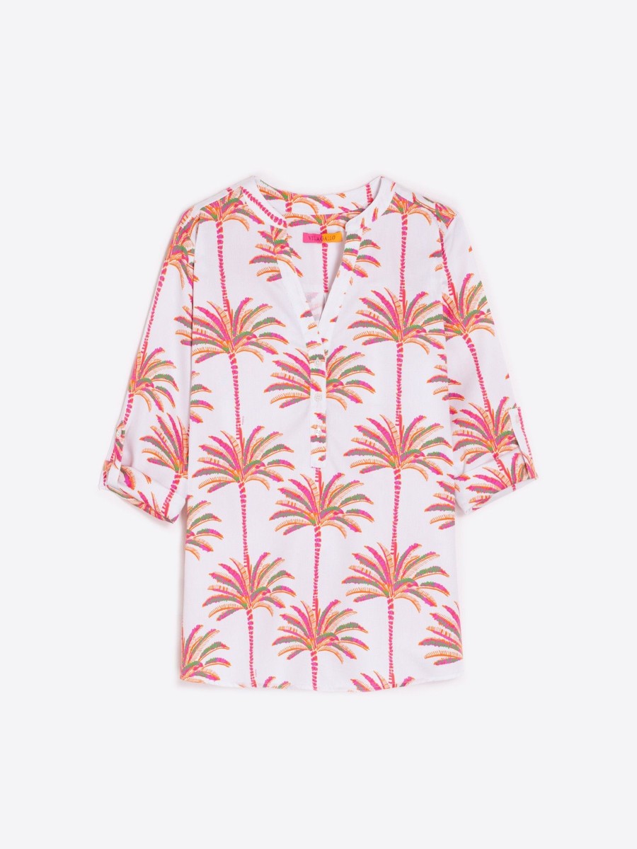 Vilagallo Shirt Francina Pink Palm Tree Print Shirts