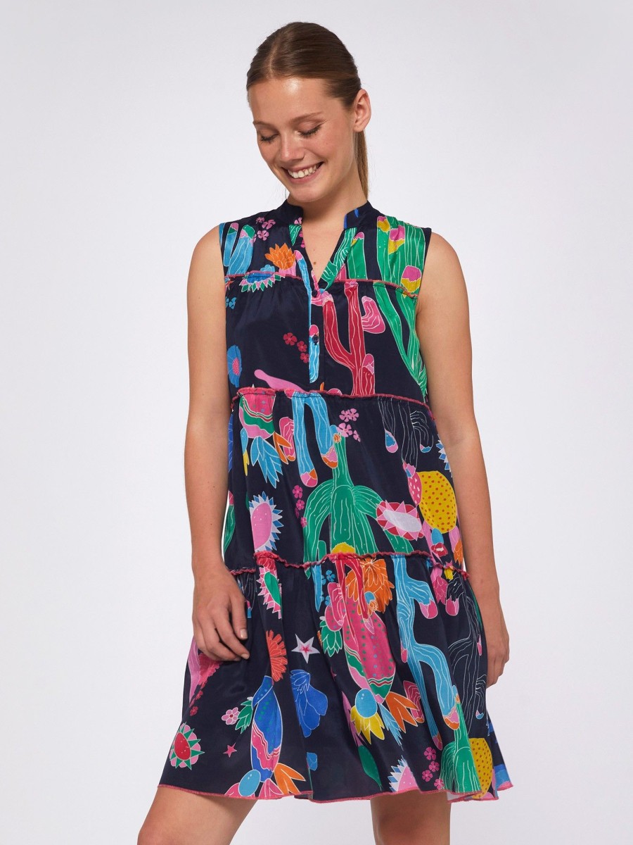 Vilagallo Dress Isa Cactus Navy Print Dresses