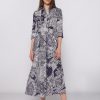 Vilagallo Dress Natalia Navy Paisley Linen Dresses