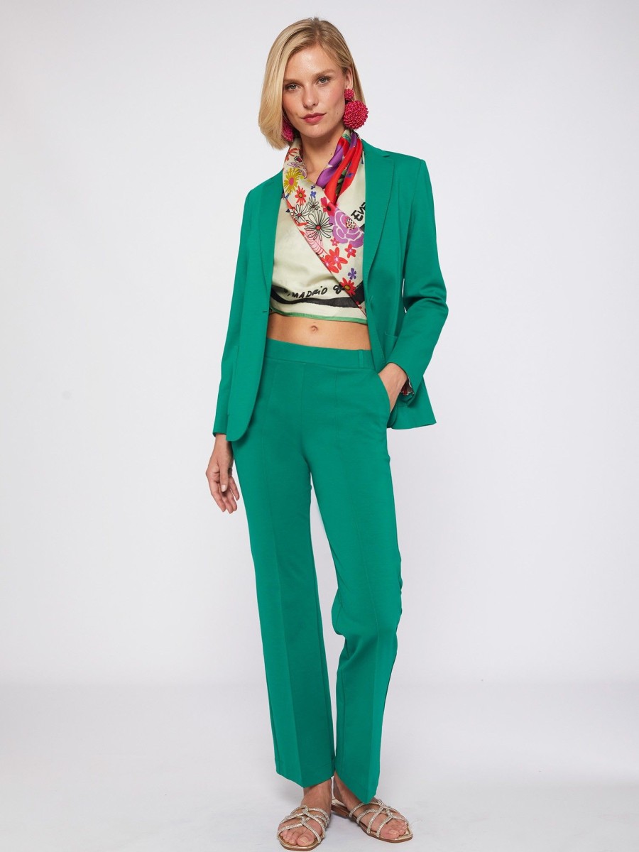 Vilagallo Trouser Carla Green Knit Perfect Fit Trousers