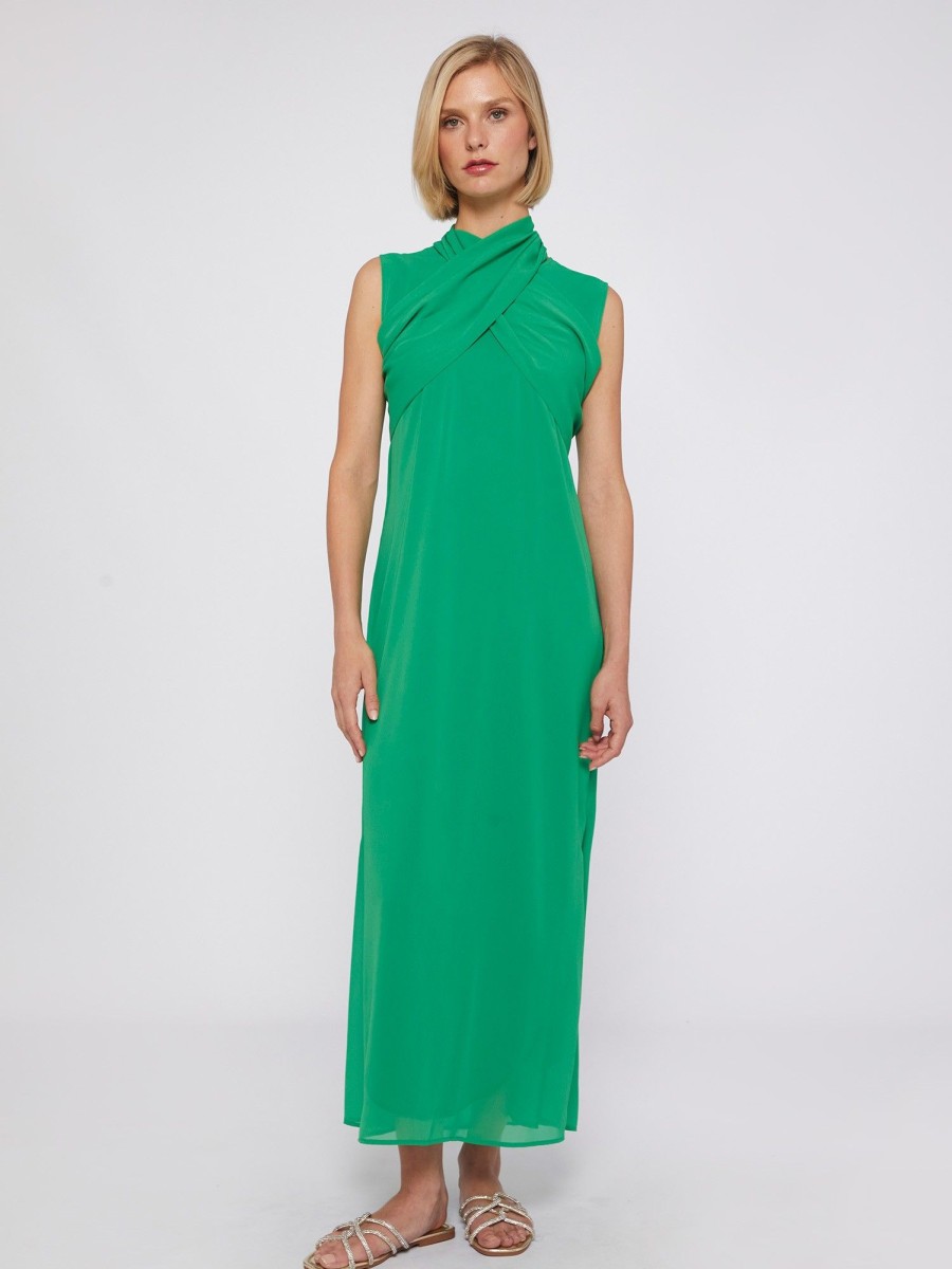 Vilagallo Dress Tamara Green Chiffon Dresses