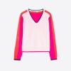 Vilagallo Knitwear Sweater Cb V-Neck Ecru&Pink&Orange Knitwear