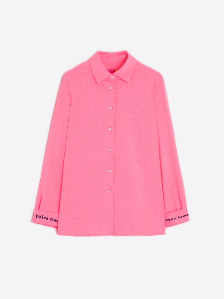 Vilagallo Shirt Emb Neon Pink Knit Shirts