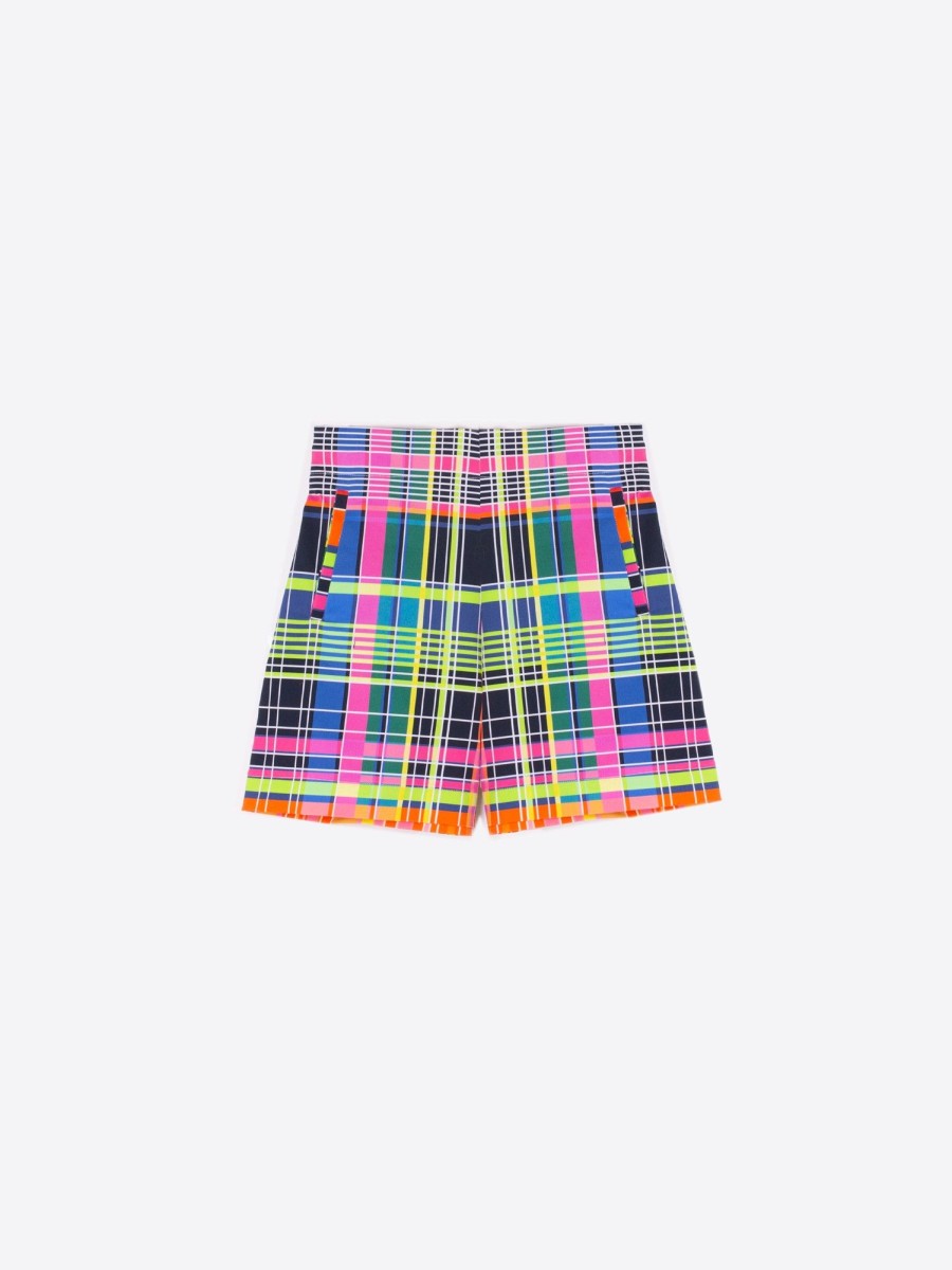 Vilagallo Short Sandra Multicolour Check Gabardina Trousers