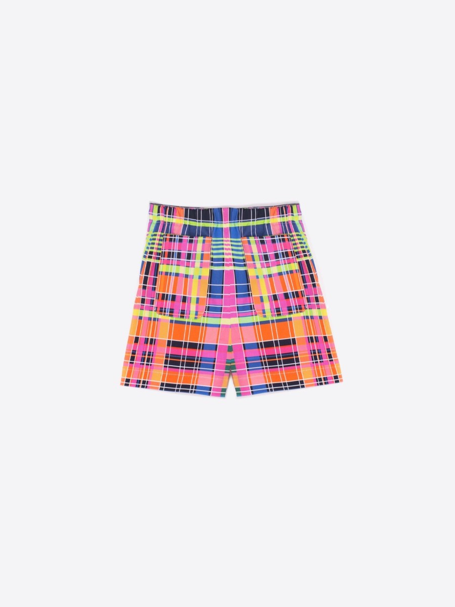 Vilagallo Short Sandra Multicolour Check Gabardina Trousers