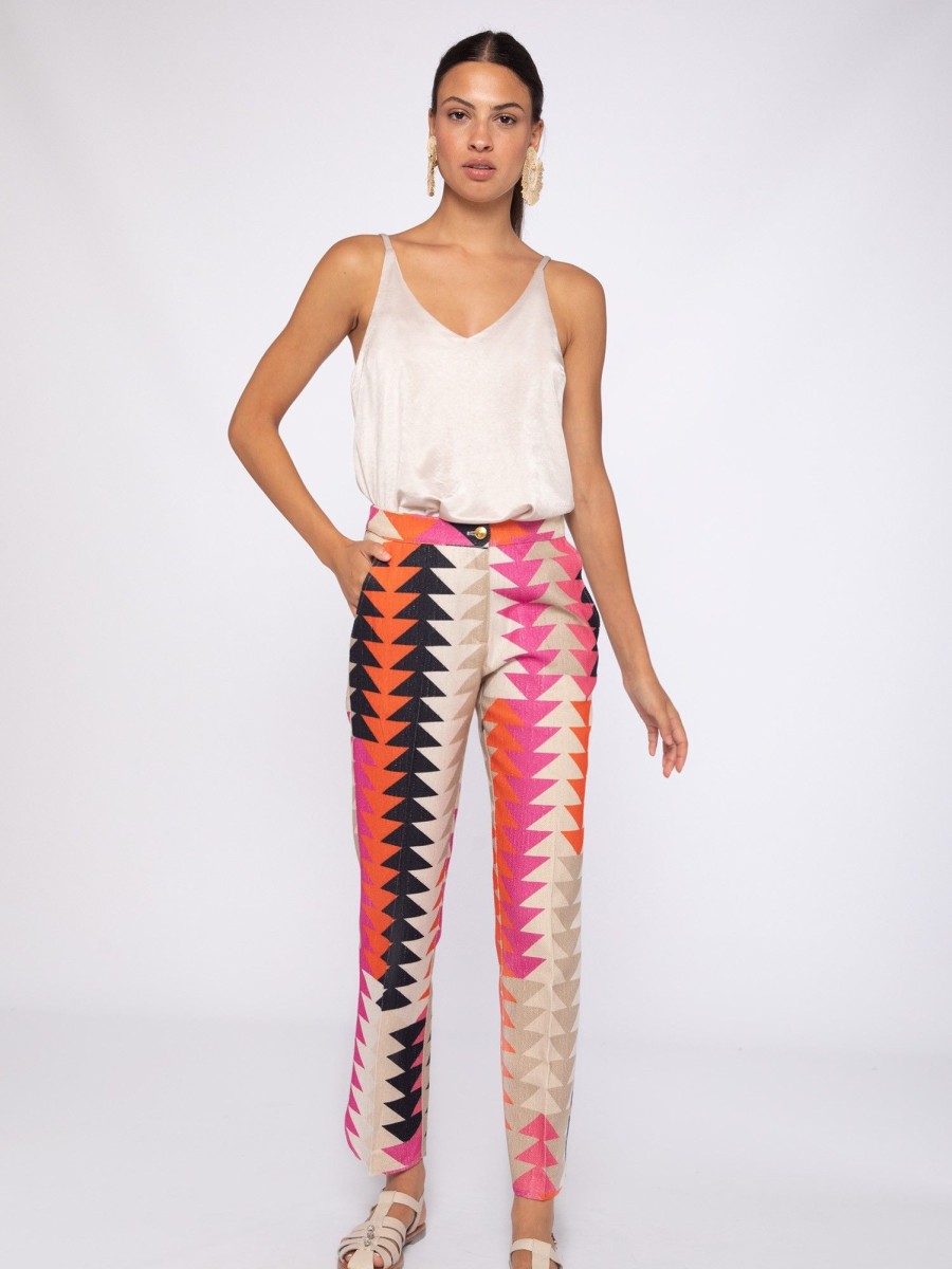 Vilagallo Trouser Ornella Geometric Patern Trousers