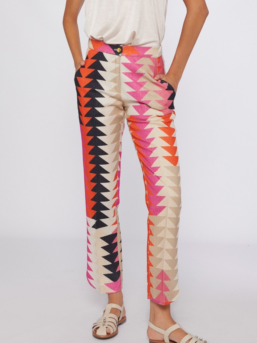 Vilagallo Trouser Ornella Geometric Patern Trousers